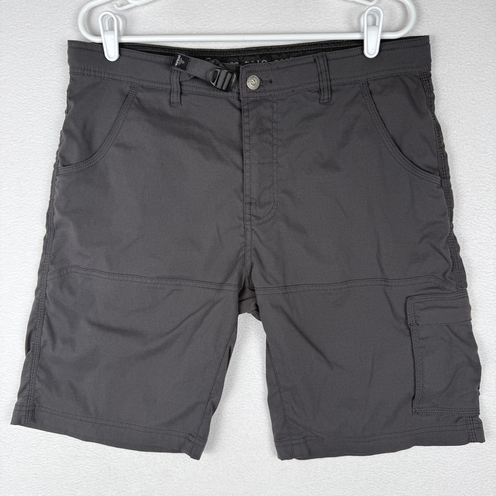 Prana Stretch Zion Shorts Mens 35 Grey Cargo Hiking Outdoor M3ST10117 Belted